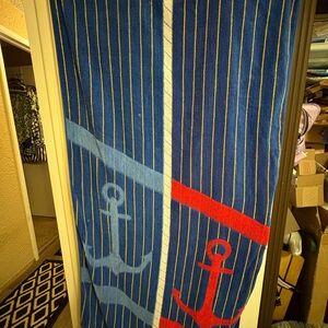 Ipanema Blue and Red Anchor Beach Towel